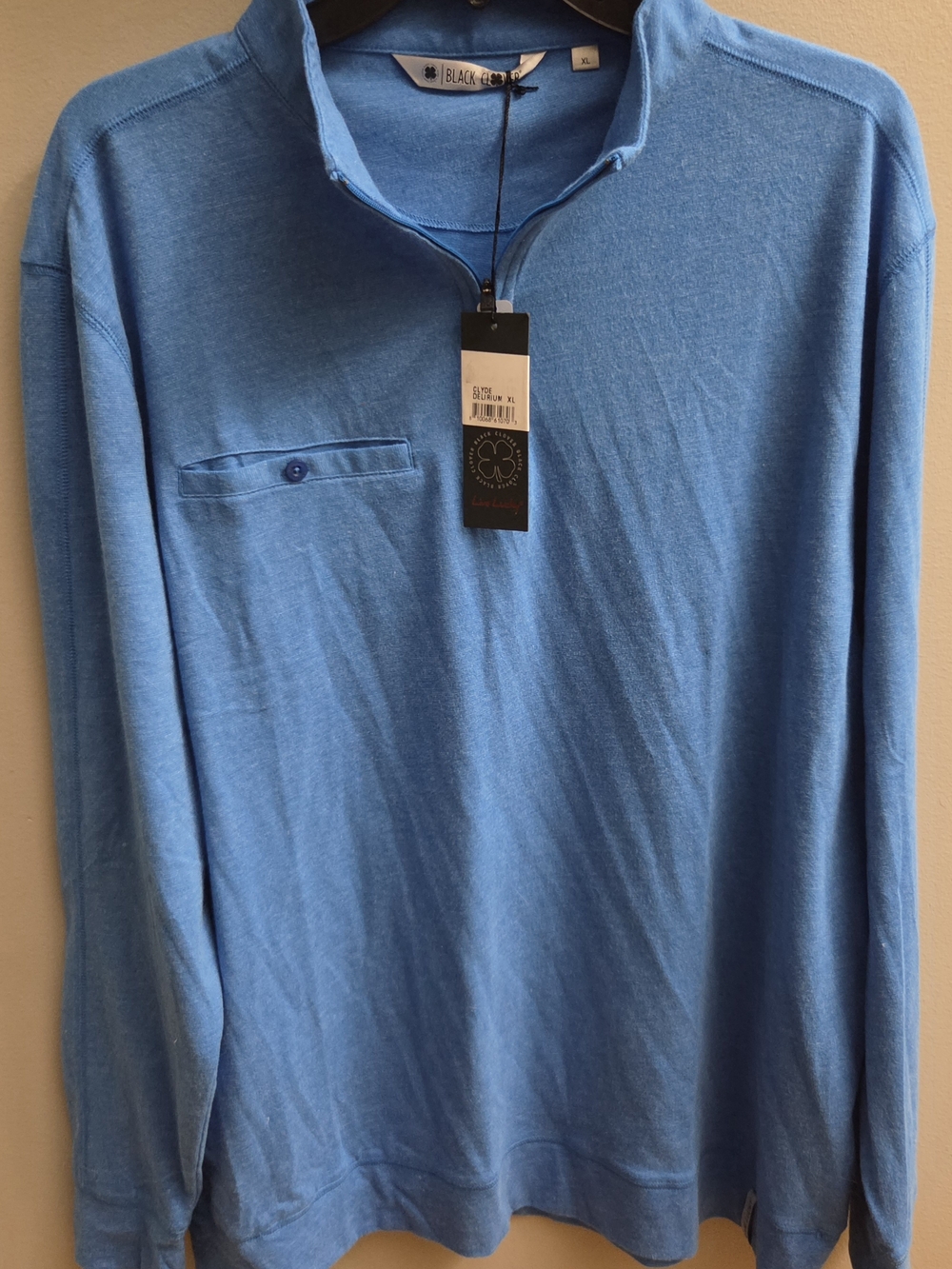 Black Clover - NWT-Pullover Mens XL Blue 1/4 Zip Golf Long Sleeve Performance